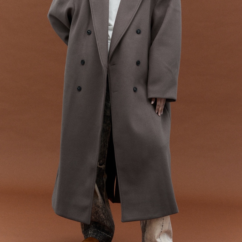 Source Unknown Wallis Oversized Grandpa Coat- Grey Medium - Picture 6 of 14